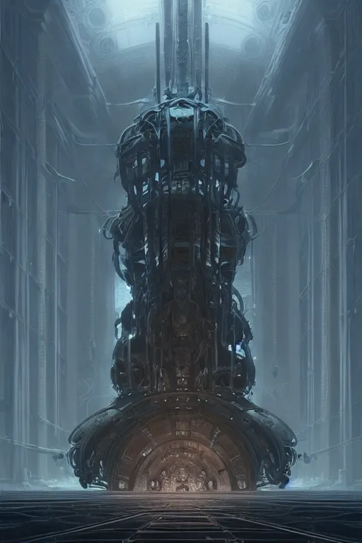Prompt: professional concept art of a symmetrical! ominous floating mechanical steel terrifying giant thing in a dark room by artgerm and greg rutkowski. an intricate, elegant, highly detailed digital painting, concept art, smooth, sharp centred focus, illustration, in the style of cam sykes, wayne barlowe, igor kieryluk.