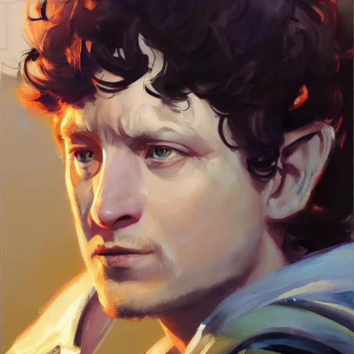 Image similar to greg manchess portrait painting of frodo beutlin as overwatch character, medium shot, asymmetrical, profile picture, organic painting, sunny day, matte painting, bold shapes, hard edges, street art, trending on artstation, by huang guangjian and gil elvgren and sachin teng