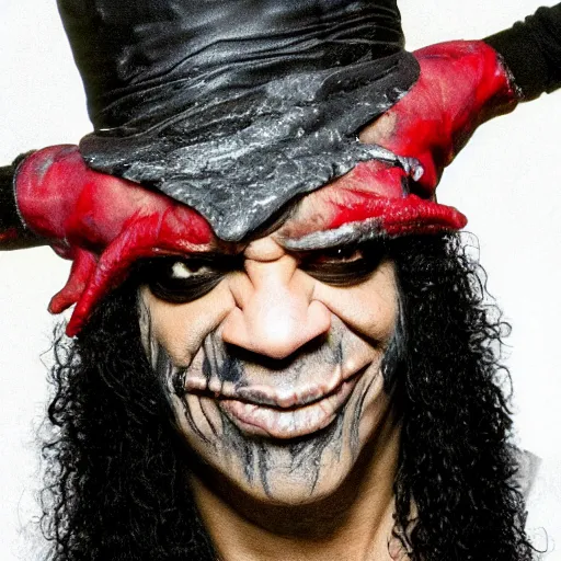 Image similar to Slash with Gollum face on rock concert