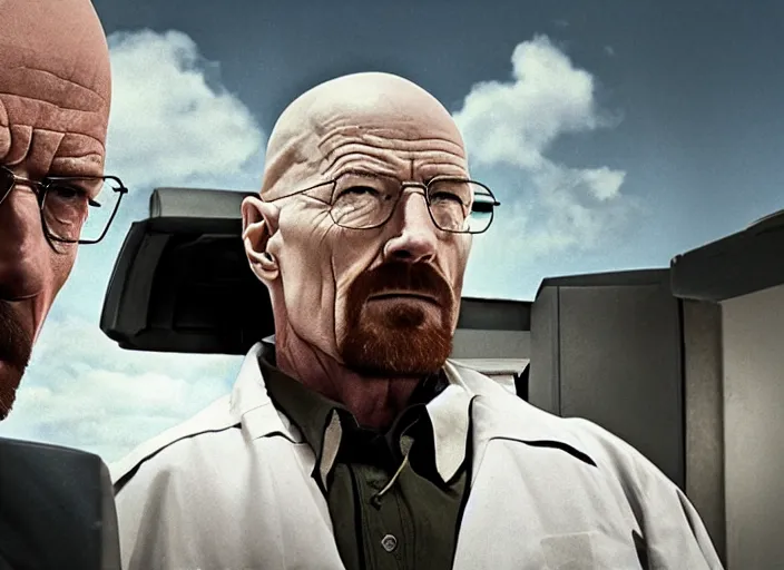 Image similar to film still of Walter White as Gordan Freeman in the Half Life Movie, 4k