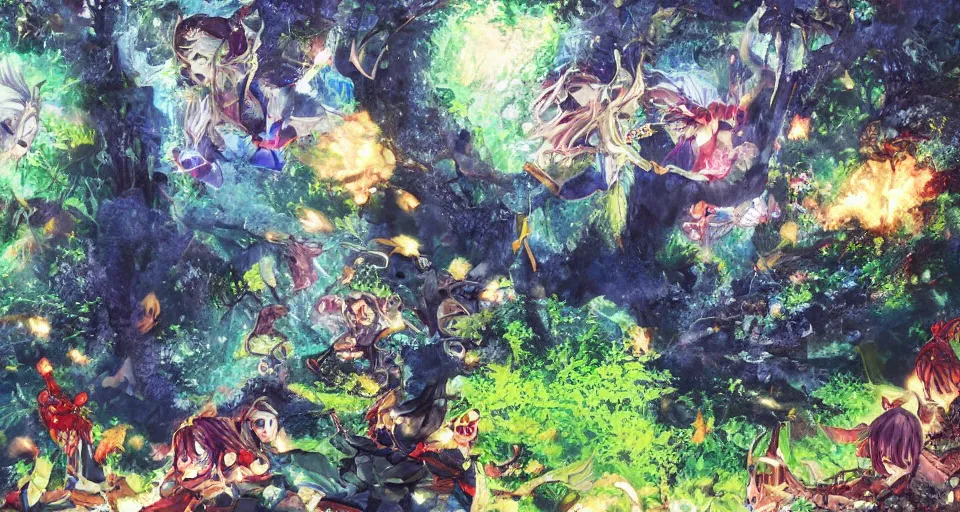 Prompt: Enchanted and magic forest, by Gainax Co,