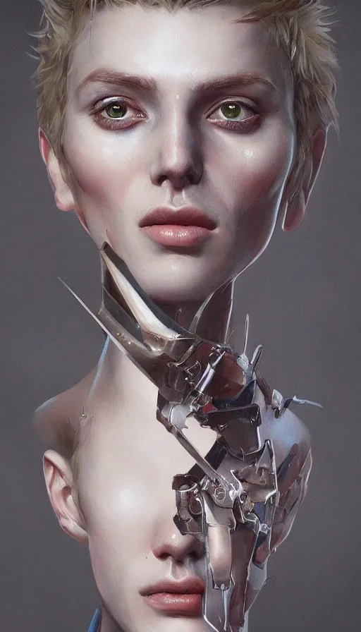 Image similar to a portrait of edward scissorhandskey visual, realistic shaded perfect face, fine details by stanley artgerm lau, wlop, nekro, james jean, andrei riabovitchev, marc simonetti, and sakimichan, trending on artstation