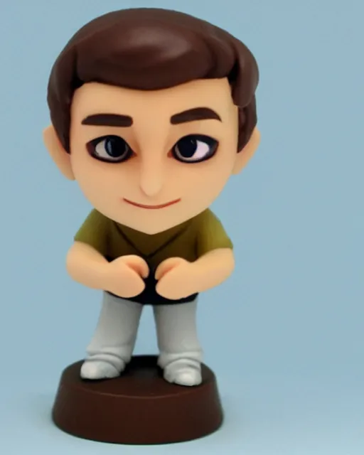 Image similar to a cute little plastic chibi statuette of jerma 9 8 5 on computer, ebay listing, product picture, advertisement, thumbnail