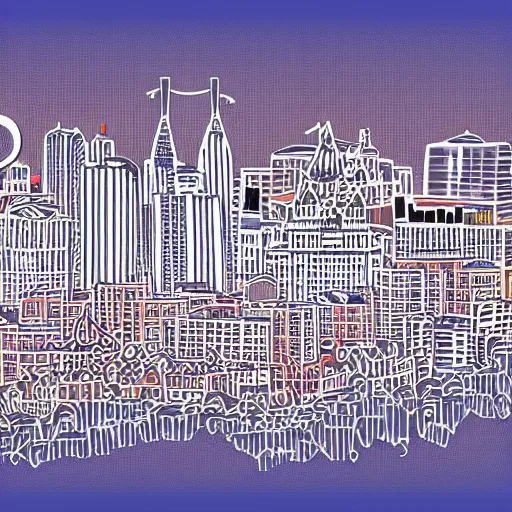 Prompt: moscow skyline, in the style of daniel johnston, 4k, line brush, minimal, overlaid with russian text