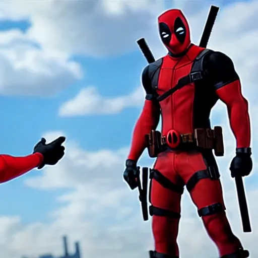 Prompt: deadpool meets batman for the first time 4 k detailed super realistic