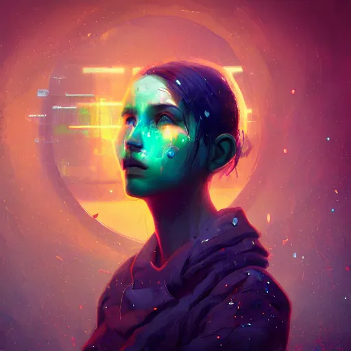 Image similar to wojtekfus pixelart girl cyberpunk transhumanism glitch art creative portrait of a young lady by bao pham christian orrillo digital deviantart by erik jones glitchlab, flower blossom selfie trending on artstation. cosmic dreamy ethereal botanical girl by aykut aydogdu oleg oprisco