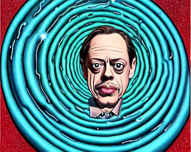 Image similar to steve buscemi floating in a spiral galaxy, cosmic horror painting, elegant intricate digital painting artstation concept art by basil wolverton by robert crumb by william eggleston detailed