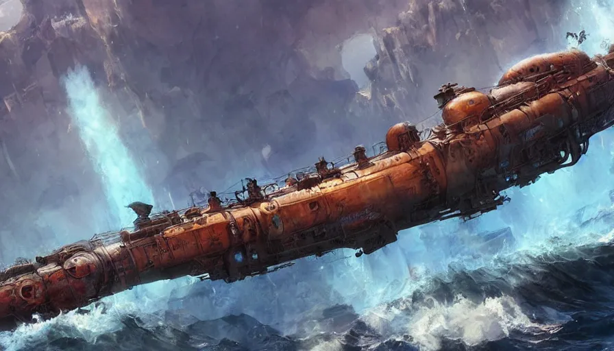 Image similar to craig mullins and ghibli digital illustration of a long train dragon in deep ocean unreal engine, hyper realism, realistic shading, cinematic composition, realistic render, octane render, detailed textures, photorealistic, wide shot