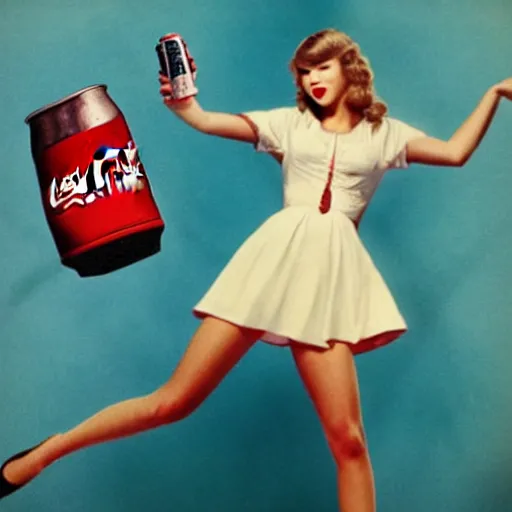 Image similar to Taylor swift in a vintage coca-cola ad