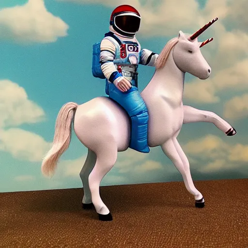 Image similar to An astronaut riding a unicorn in a photorealistic style