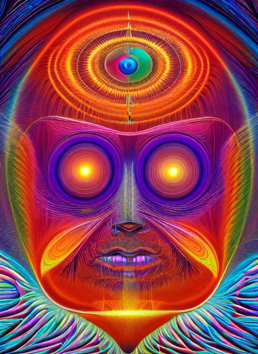 Image similar to collaborative intelligence in your pocket in the style of alex grey, album cover, award winning, beautiful, colorful, volumetric lighting, trending on artstation