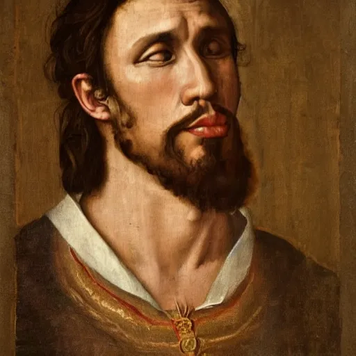 Image similar to a renaissance style portrait painting of James Franco
