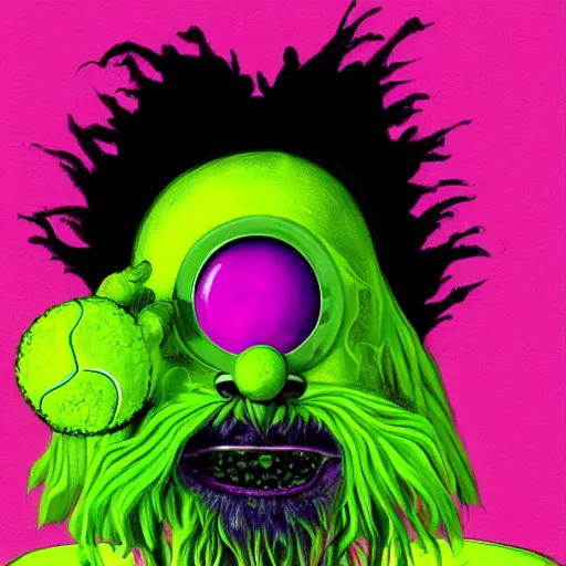 Image similar to a snoop dogg tennis ball monsters, colorful, digital art, fantasy, magic, chalk, trending on artstation, ultra detailed, professional illustration by basil gogos