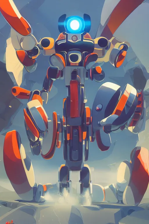 Image similar to metabots medabots medarotto medarot robot minimalist comics, behance hd by jesper ejsing, by rhads, makoto shinkai and lois van baarle, ilya kuvshinov, rossdraws global illumination ray tracing hdr radiating a glowing aura