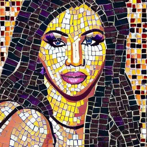 Prompt: roman mosaic of Nicki Minaj