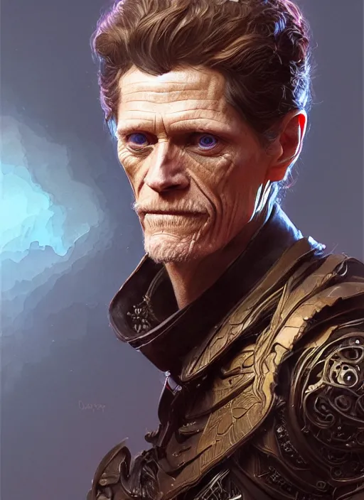 Image similar to williem dafoe as oscar diggs, intricate, d & d, fantasy, art nouveau, digital painting, trending on artstation, sharp focus, illustration, global illumination, ray tracing, art by artgerm and greg rutkowski and ruan jia