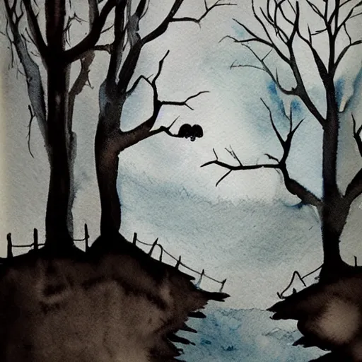 Prompt: spooky watercolor