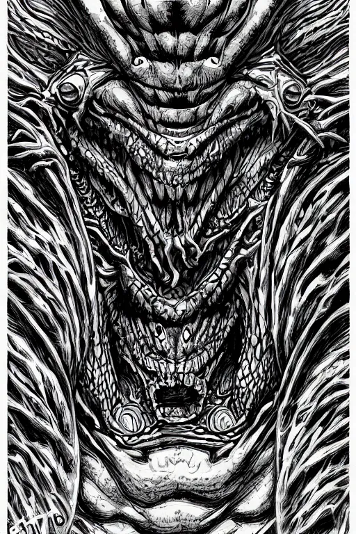 Image similar to frog goblin, symmetrical, goblin, highly detailed, digital art, sharp focus, trending on art station, kentaro miura manga art style