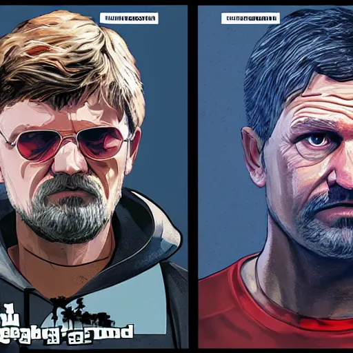 Image similar to Ted kaczynski in GTA V, Cover art by Stephen Bliss, boxart, loading screen