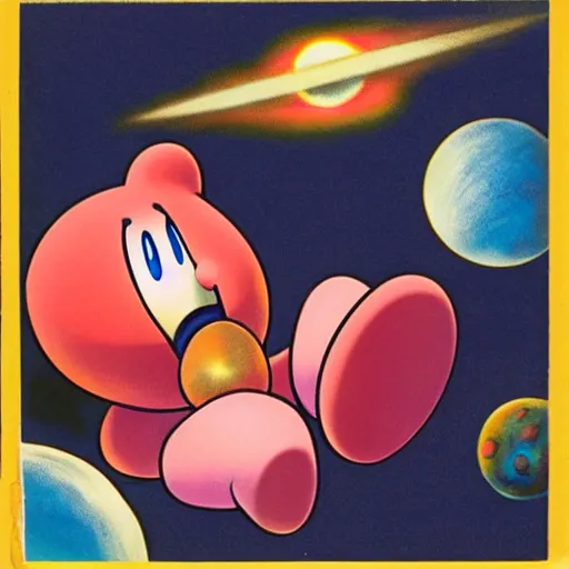 Image similar to photograph of kirby inhaling the universe