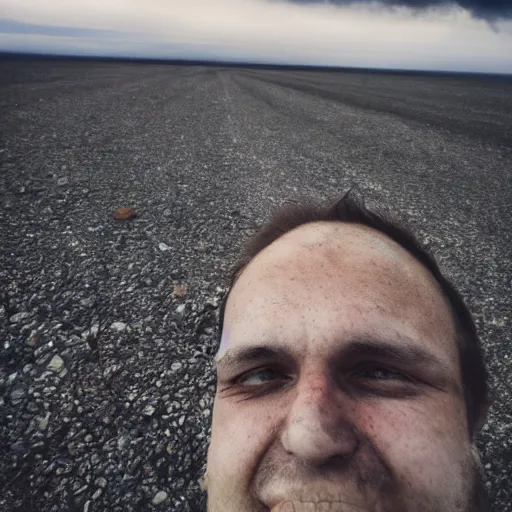 Prompt: selfie of a man at the end of the world