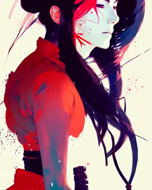 Image similar to a ultradetailed beautiful panting of a stylish woman samurai, by conrad roset, greg rutkowski and makoto shinkai, trending on artstation