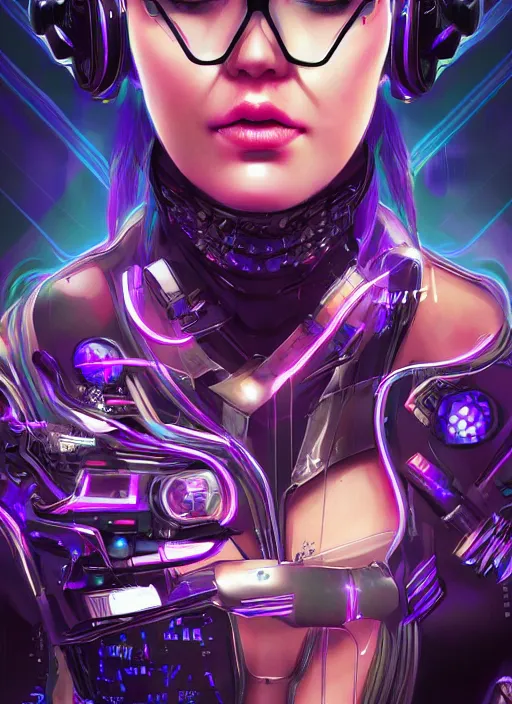 Prompt: portrait of cyberpunk woman surrounded by fluorescent and slimy scales, illutration by Artgerm, highly detailed, trending on artstation