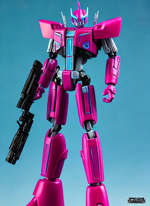 Prompt: Transformers Elvia action figure from Transformers: Kingdom, symmetrical details, by Hasbro, Takaratomy, tfwiki.net photography, product photography, official media