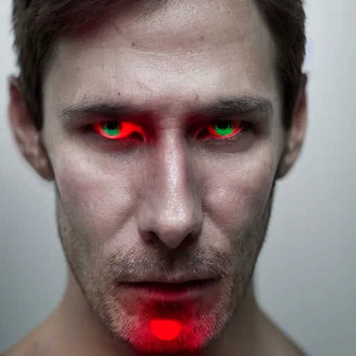 Image similar to a man with red glowing eyes