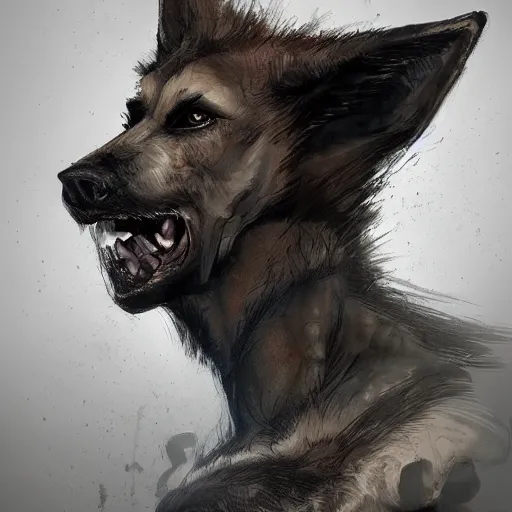 Image similar to a wounded humanoid german shepherd beast - man in military style, sitting on the bed, highly detailed portrait, digital painting, artstation, concept art, smooth, sharp foccus ilustration, artstation