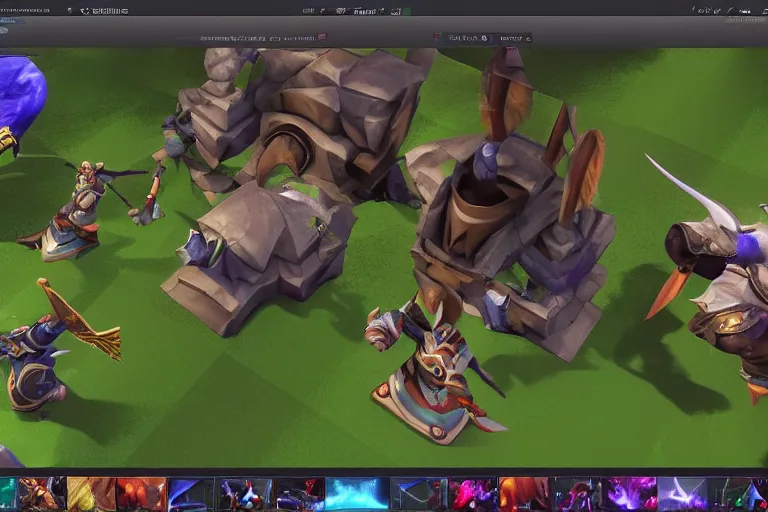 Prompt: online broadcast twitch dota 2 channel design, blender