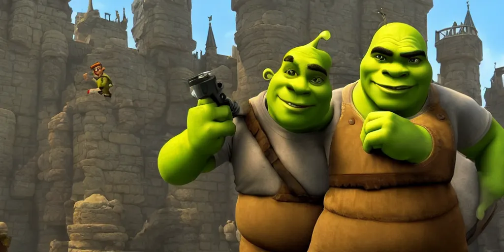 Image similar to shrek in team fortress 2, realistic 4 k octane beautifully detailed render, 4 k post - processing, highly detailed, intricate complexity, epic composition, magical atmosphere, cinematic lighting, masterpiece, ultra hd