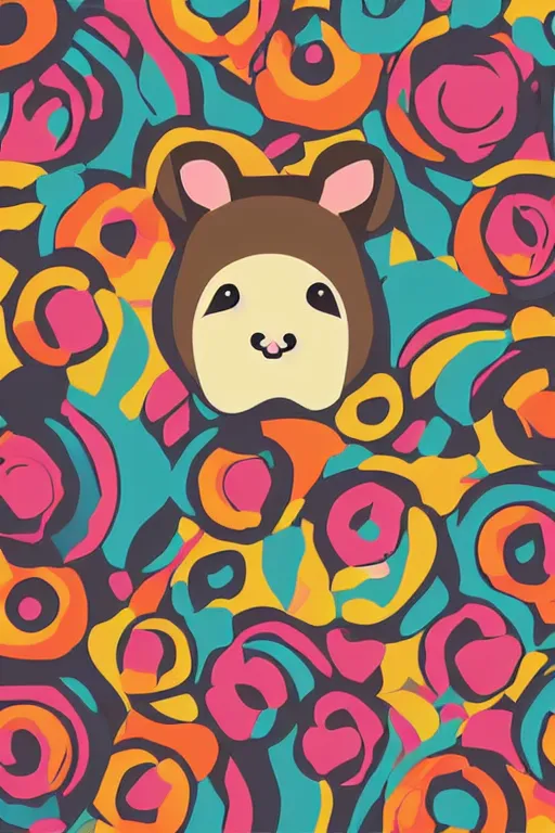 Image similar to minimalist boho style art of a colorful hamster, illustration, vector art