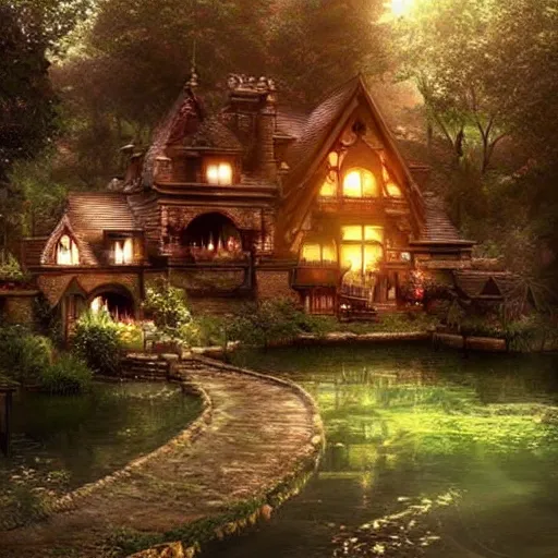 Prompt: nice comfy house fantasy, epic, cinematic, humongous and beautiful landscape