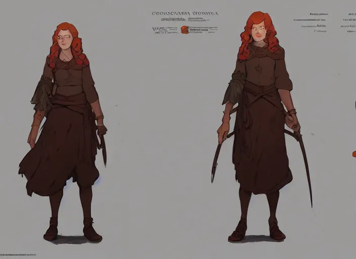 Image similar to character sheet for a ginger woman, for arcane netflix by greg rutkowski, by studio ghibli, digital art, trending on artstation, hd, 8 k, highly detailed, good lighting, beautiful, masterpiece