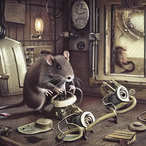 Prompt: a rat with steampunk googles, by gregory crewdson