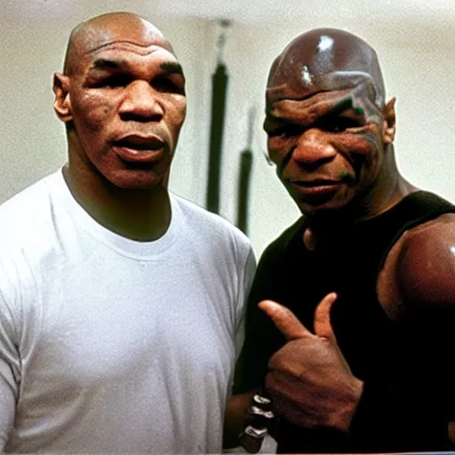 Prompt: Mike Tyson in the boxing Ring with Michael Jackson