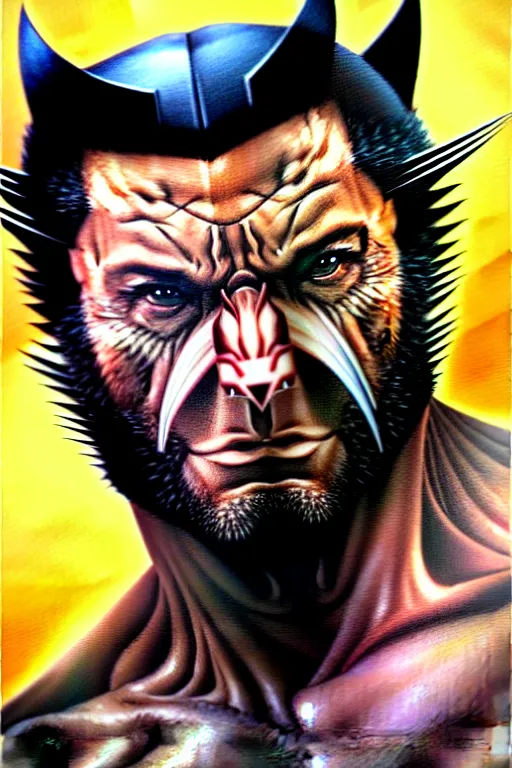 Prompt: airbrush portrait of wolverine from xmen, by dimitri patelis marvel masterpieces