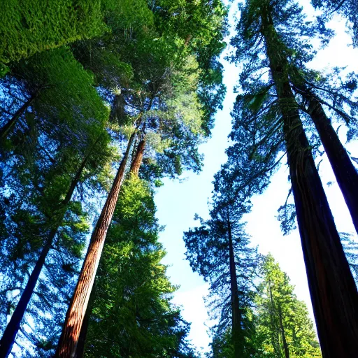 Image similar to treetop canopy view of redwood forest, swaying trees, windy, waves, rippling trees