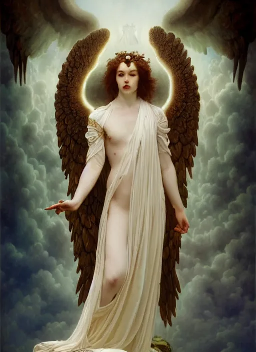 Prompt: majestic malevolent fallen angel porcelain skin man movie poster, art style by edmund leighton, tom bagshaw, alphonse mucha, exquisite digital art, haunting, masterpiece, organic painting, photorealistic, ornate and hyper detailed