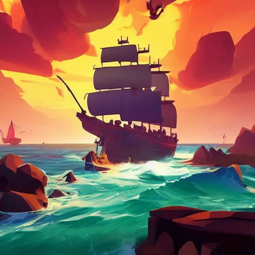 Image similar to painting treasure on sea of thieves game smooth median photoshop filter cutout vector, behance hd by jesper ejsing, by rhads, makoto shinkai and lois van baarle, ilya kuvshinov, rossdraws global illumination