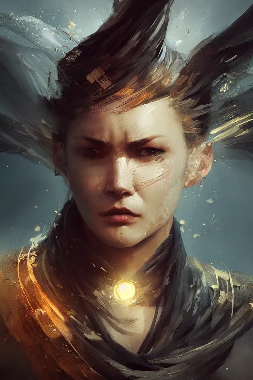 Image similar to powerfull and fierce ninja, close - up portrait, fierce, intricate, elegant, volumetric lighting, scenery, digital painting, highly detailed, artstation, sharp focus, illustration, concept art, ruan jia, steve mccurry