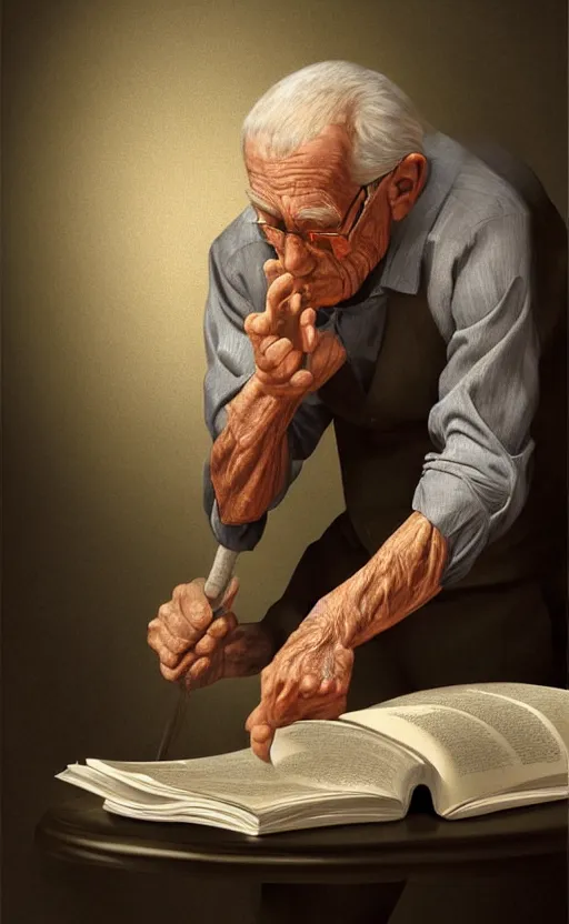 Image similar to old man doing hard work do what we can then leave it to god non - fiction elegant highly detailed digital painting 8 k uhd highly consistent object intricate sharp focus illustration highly anatomy form with remove unused object rendering by octane, art by robin eley, paul lung, samuel silva