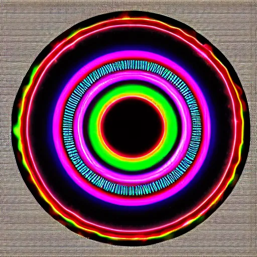 Image similar to cyberpunk neon colored blackhole mandala eye art