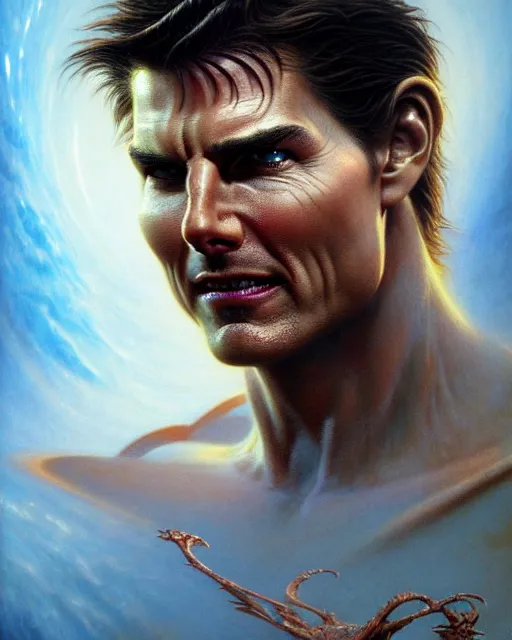 Image similar to tom cruise as a naʼvi from avatar fantasy character portrait, ultra realistic, wide angle, intricate details, blade runner artifacts, highly detailed by peter mohrbacher, boris vallejo, hajime sorayama aaron horkey, gaston bussiere, craig mullins