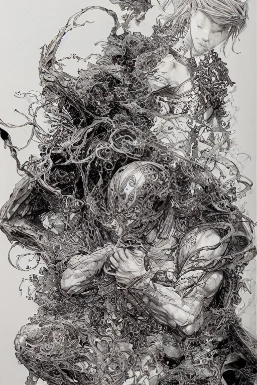 Prompt: Healing the world one soul at a time , pen and ink, intricate line drawings, by Yoshitaka Amano, Ruan Jia, Kentaro Miura, Artgerm, watercolor