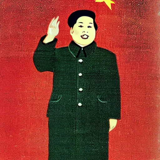 Image similar to chairman mao as a cute disney animation character in 1 9 5 5