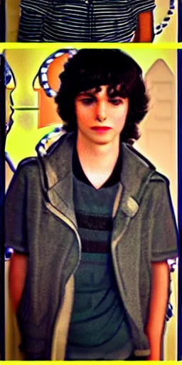 Prompt: finn wolfhard dressed as nico di angelo