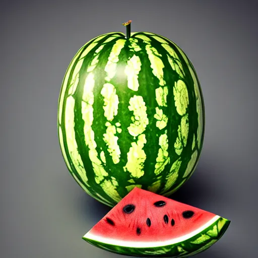 Prompt: a watermelon pierced by an arrow, detailed render, 8k