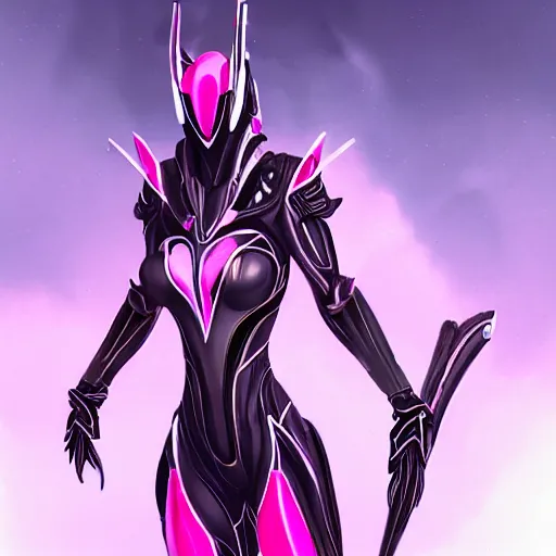 Image similar to ant pov from the floor looking up at a highly detailed, exquisite and beautiful female warframe, standing elegantly, shining reflective off-white plated armor, slick elegant design, bright Fuchsia skin, sharp claws, close full body shot, epic cinematic shot, realistic, professional digital art, high end digital art, DeviantArt, artstation, Furaffinity, 8k HD render, epic lighting, depth of field